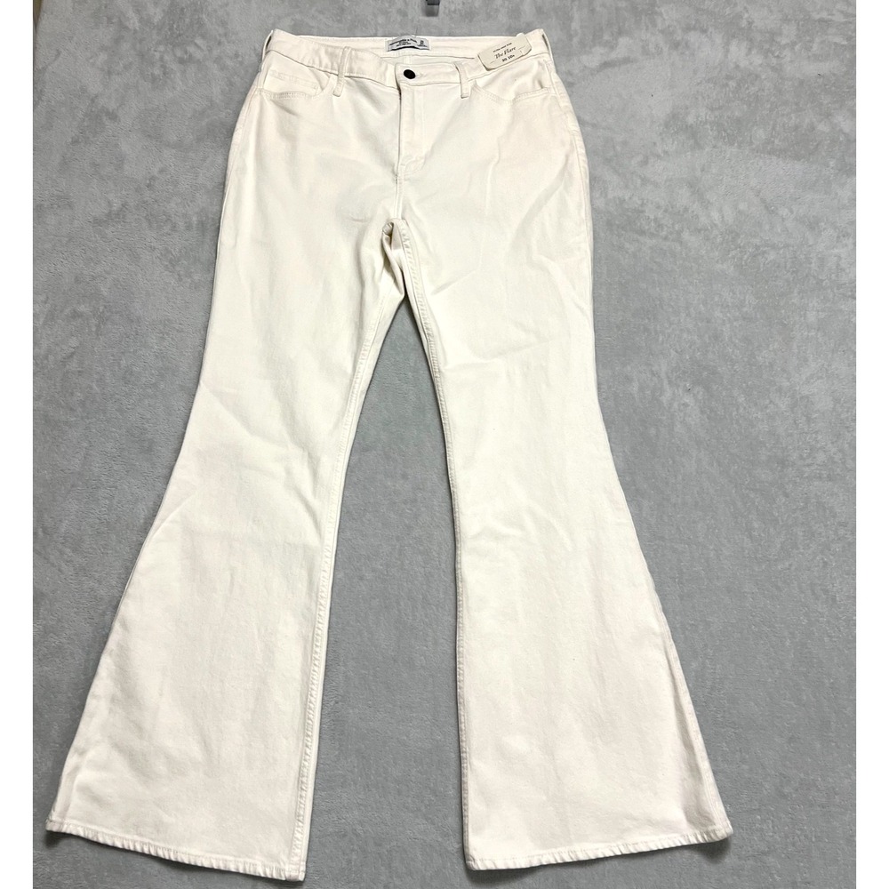 Abercrombie & Fitch Women's 30/10R Ultra High Rise Flare Jeans White Denim Pants